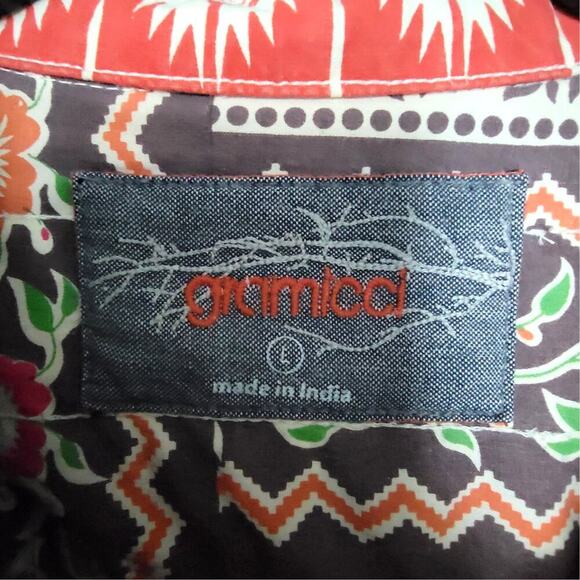 GRAMICCI Jaime Arizona Orange Aztec Printed Cropped Button Up Jacket Womens L - Picture 7 of 16